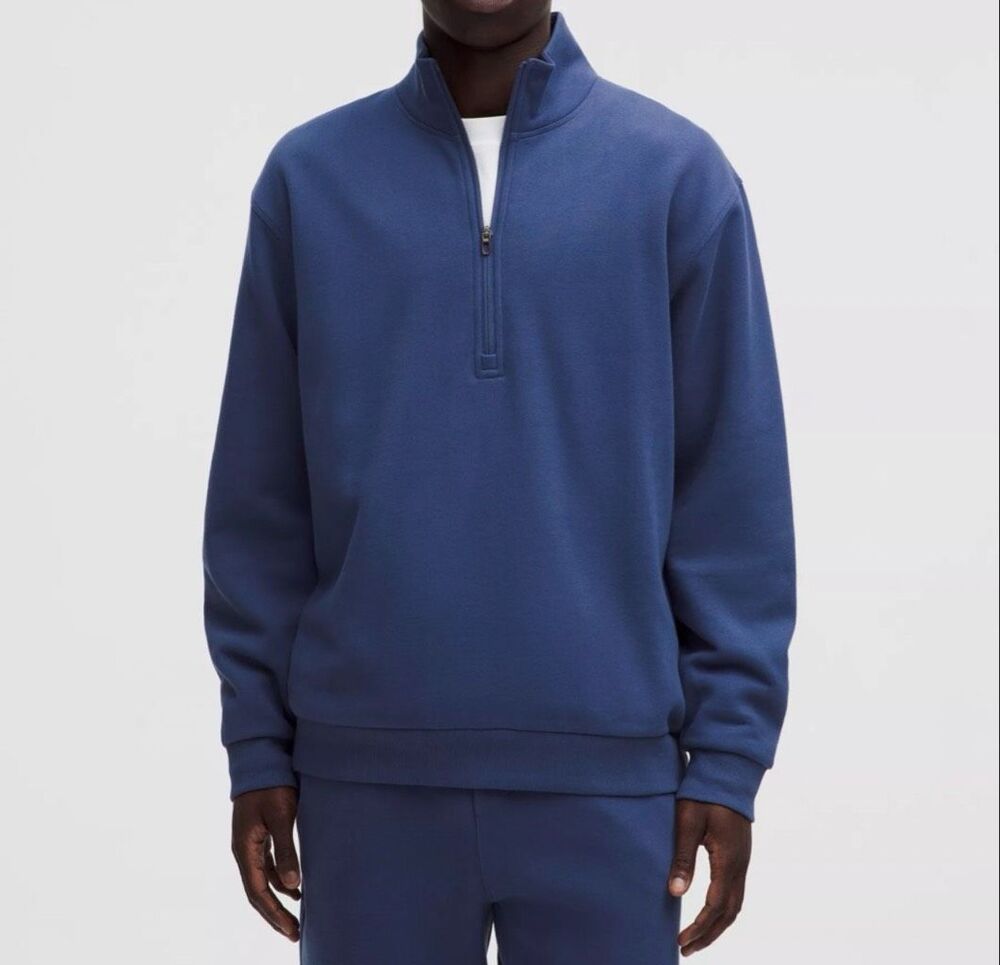 Lululemon Steady State Half Zip Fleece Pullover sweatshirt Blue Twill XXL NEW